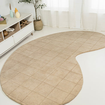 Bean Modern Plaid Grid Handwoven Wool Area Rug